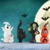Charming Halloween Resin Ghost And Black Cat Pumpkin Ornament Perfect For Spooky Seasonal Decor
