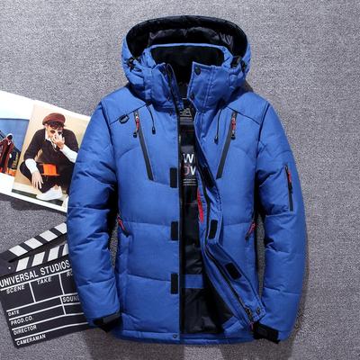 Zimní teplá bílá kachna Bunda se silným péřem Veste Outwear Pánská Snow Parka Bunda s kapucí