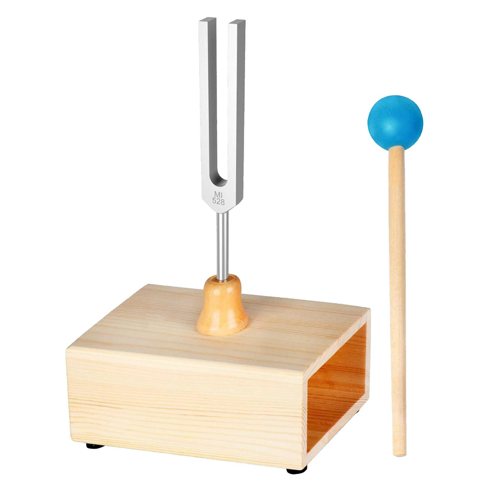 Камертон 528 Гц из алюминиевого сплава, набор с резонаторным ящиком, синий силиконовый молоточек, аксессуары для инструмента