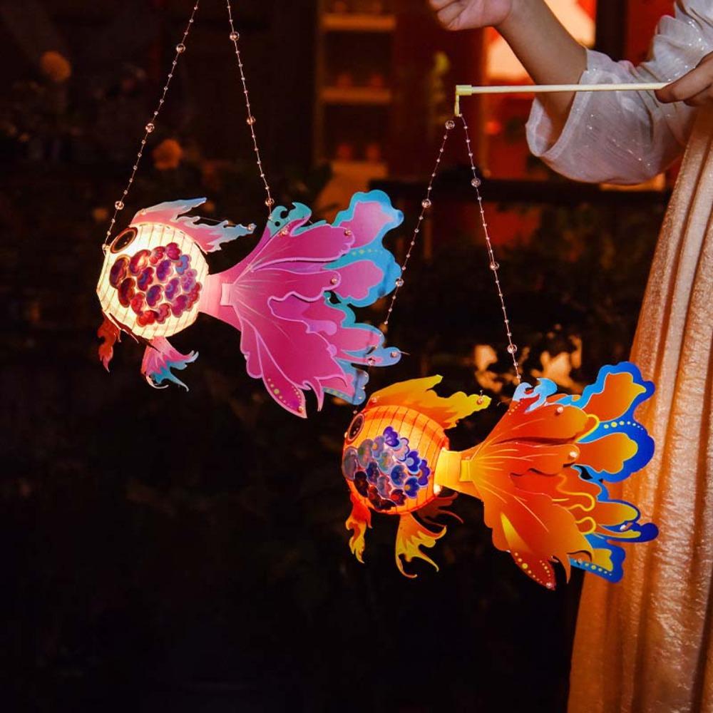 Handheld Mid-Autumn Festival Lamp DIY Material Bag Koi Fish Handmade Lantern  Toy