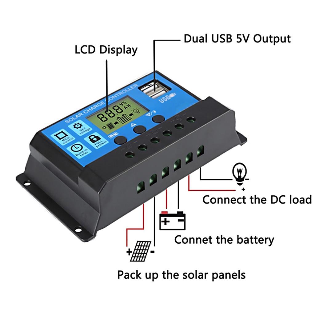 100W 60A/100A Battery Charger Controller Dual USB Solar Plate Solar Cell Controller for Caravan Boat Solar Panel Kit Solar Panel