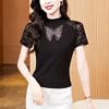 Letnie Koszulki Damskie z Krótkim Rękawem Czarne z Motylem Gorące Kryształki Projektant Koszulka Seksowne Damskie Codzienne Top z Siateczki Bluzki