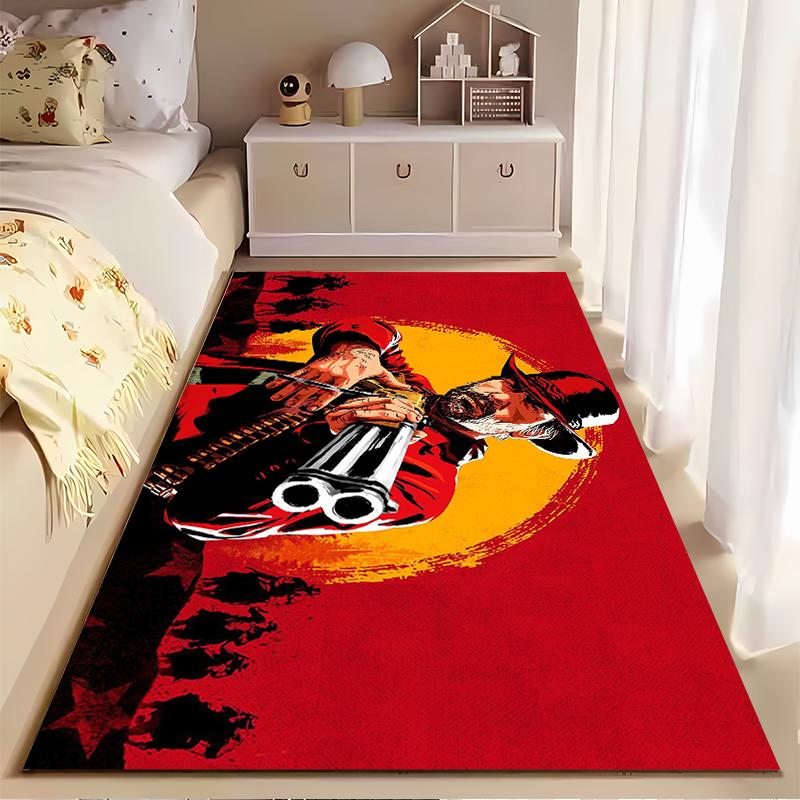 Cowboy with Shotgun Design Rug Non-slip rug suitable for living room and bedroom sofas.