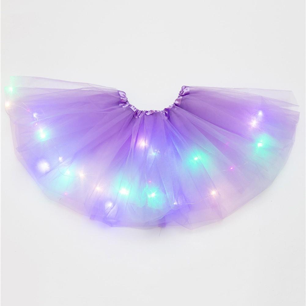 LED Leuchtendes Licht Damen Tüll Stern Rock Mädchen Ballett Tanzbekleidung Oben Kurzes Kleid