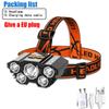 USB Rechargeable Headlamp High Lumen Bright Head Lamp with 8 LED Headlight 4 Mode IPX4 Waterproof Head Flashlight Head Light