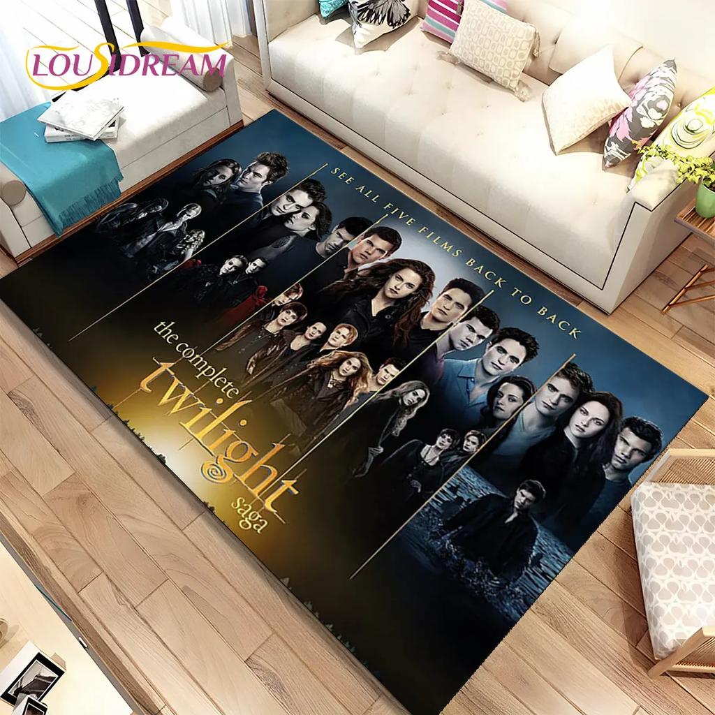 Tapete de Área Impresso em HD Saga Crepúsculo Grande, Tapete para Sala de Estar Quarto Sofá Capacho Decoração, Tapete de Chão Antiderrapante para Crianças