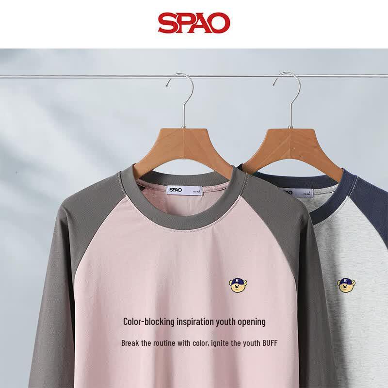 SPAO Men's Bear Embroidered Long-Sleeve T-Shirt