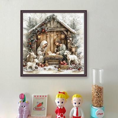 Kit de Ponto Cruz Impresso de Presépio DIY 11CT Conjunto de Bordado Artesanal Decoração de Casa