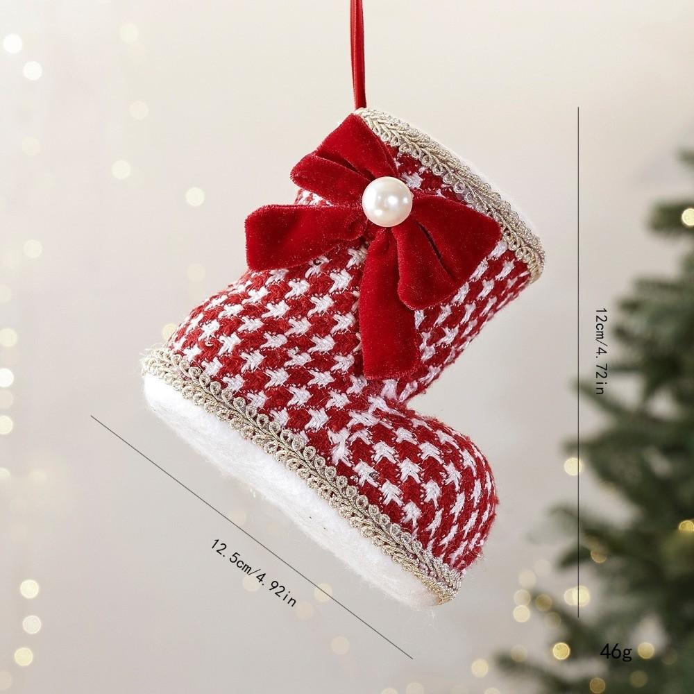 Bowknot Christmas Shoes Ornament Elegant Xmas Tree Hanging Pendant  Holiday Party Supplies