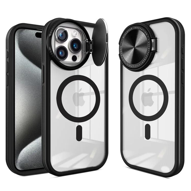 

Задний чехол для iPhone 15 Pro Max, совместимый с крышкой объектива MagSafe, зеркальным чехлом-подставкой для телефона