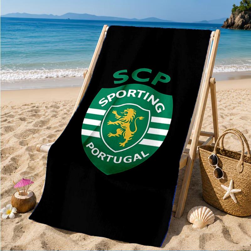 Asciugamano da Spiaggia con Stemma dello Sporting Cp, Asciugatura Rapida, Facile da Curare, Adatto Sia per il Fitness che per le Vacanze al Mare, Essenziale per lo Sport