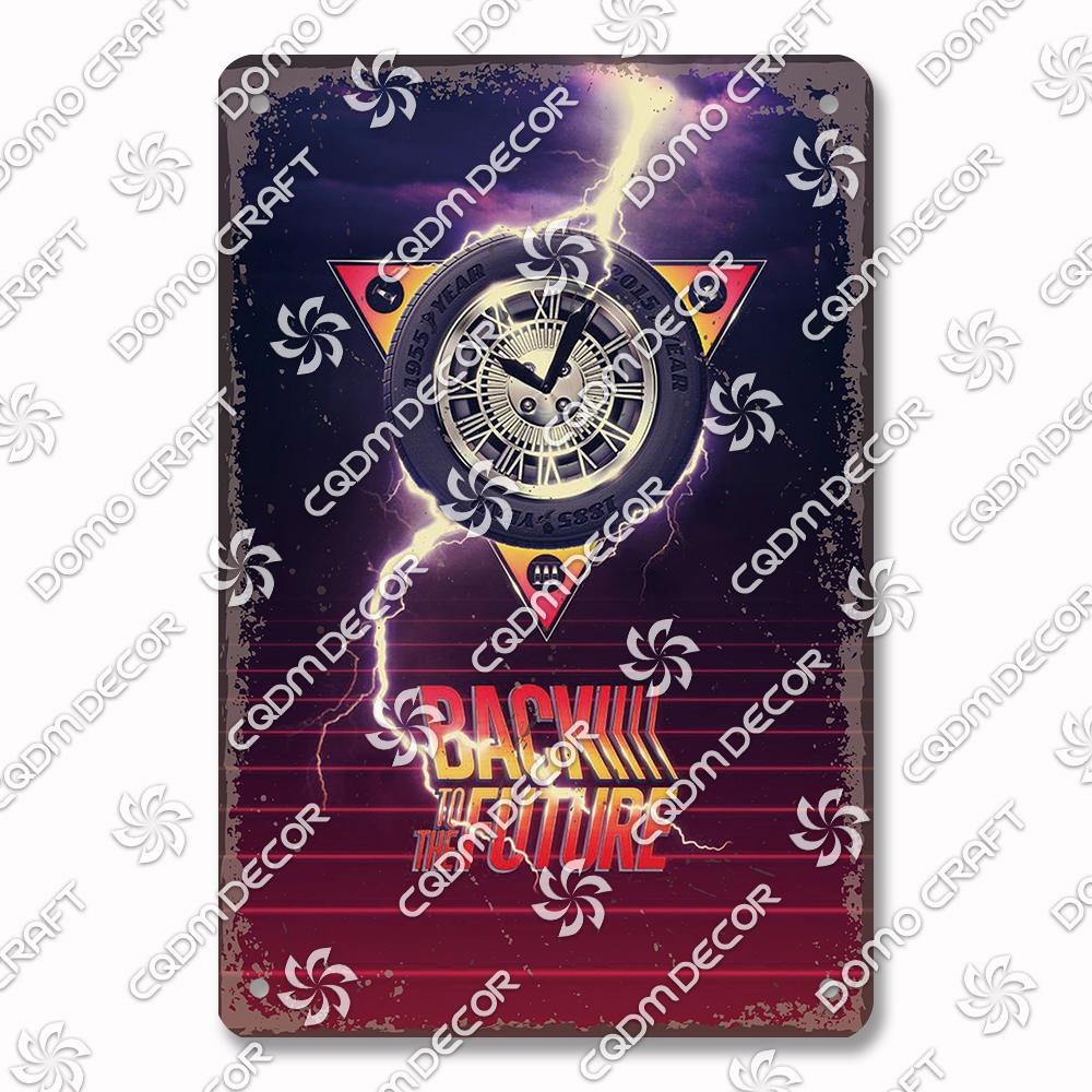 Classic Science Fiction Film Metal Tin Sign, Back to the Future Movie Poster Metal Plates, Cinema Club Cafe Bar Home Wall Decor