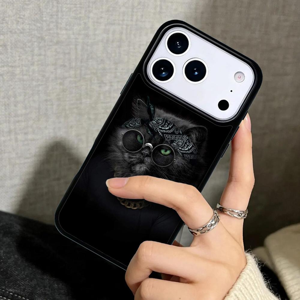 Capa Case for iPhone 17 Air 16 Pro Max 15 Plus 11 13 Mini 14 12 Back Phone Cover Cool Animal Cat