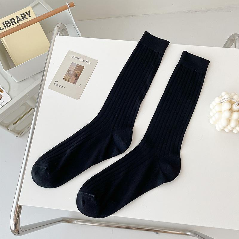 

Wind Vertical Socks Summer Thin Tide Gray Catwalk Stacking Socks Stockings Ballet Medium Tube One size fits all чорний