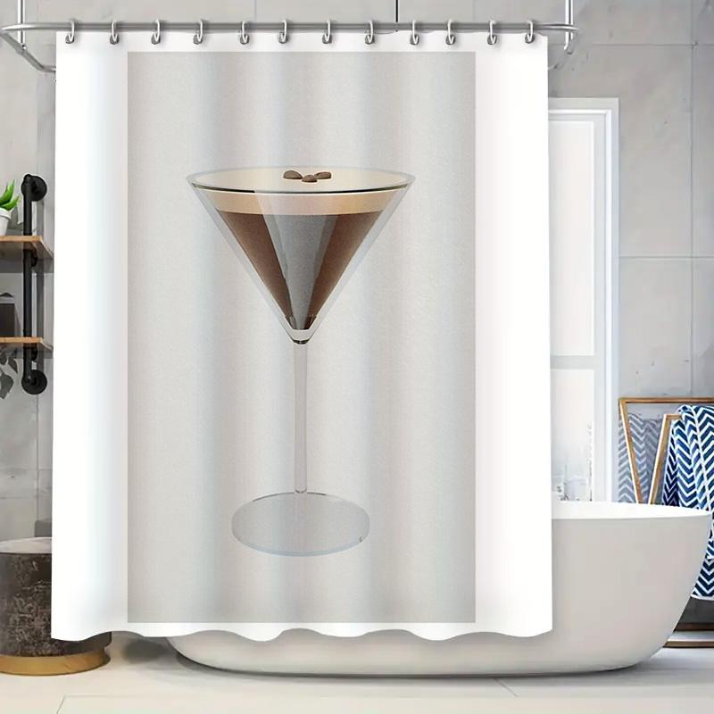 

unframed Martini Cocktail Shower Curtain Tropical Beach Resort Bar Cocktail Lounge Decor Waterproof Bathroom Fabric Set Vintage 90x180cm