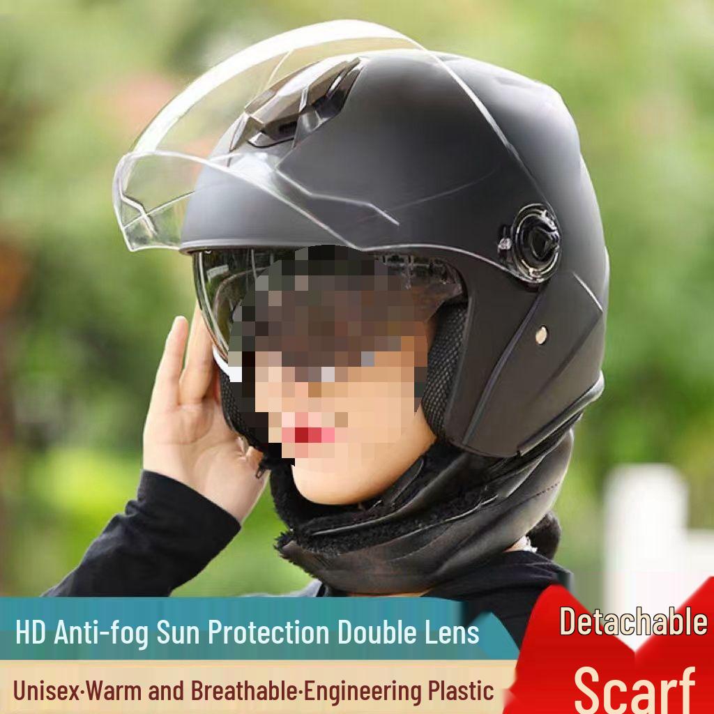 National 3C Certified Winter Double Visor Helmet, Unisex All-Season Electric Vehicle Safety Helmet.