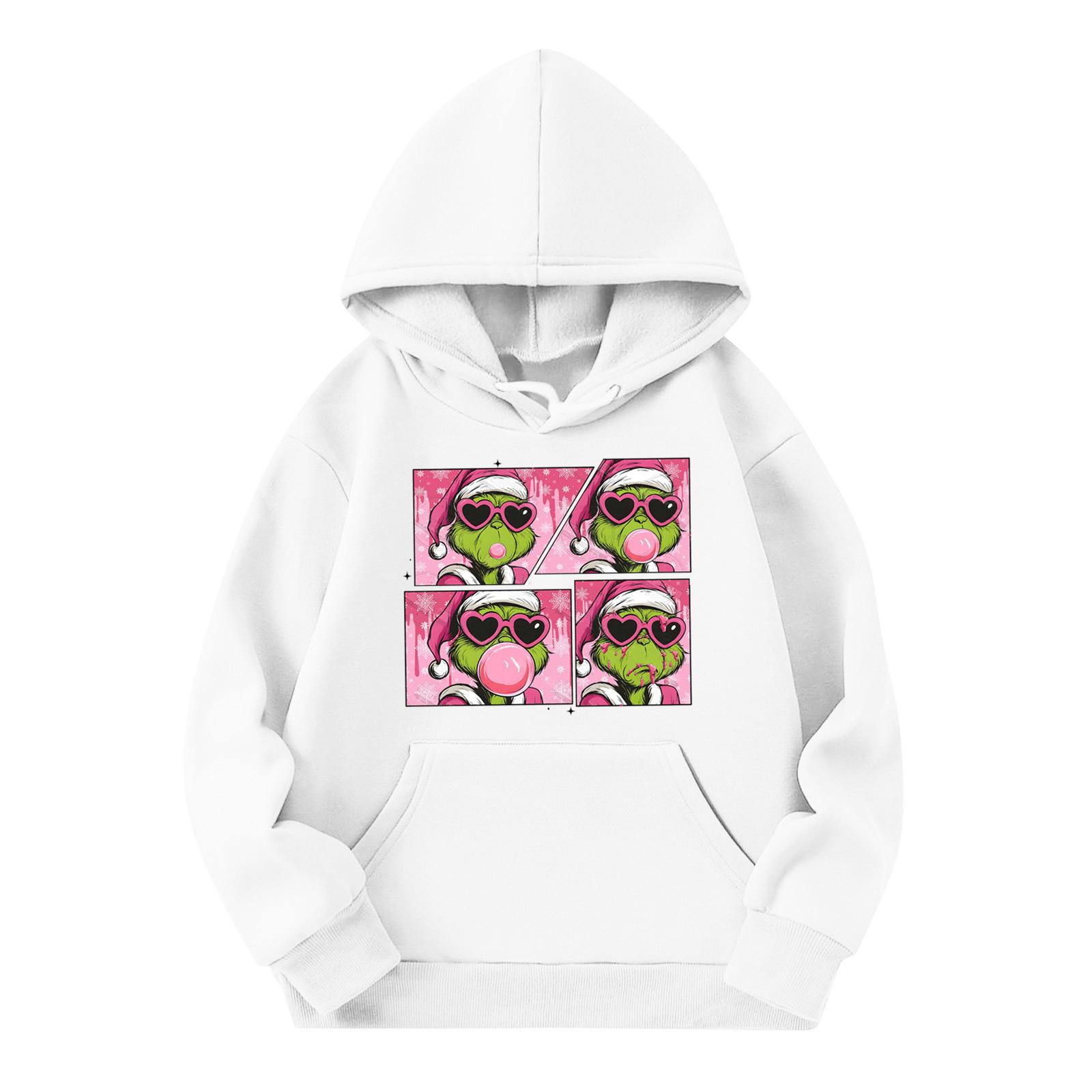 

Детская мода Легкий пуловер с длинным рукавом с карманами Толстовка с принтом 160 белый