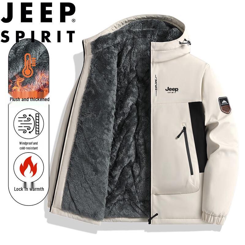 JEEP SPIRIT Men's Fleece-Lined Hooded Winter Padded Jacket