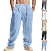 Men American Style Loose Breathable Multi Pocket Casual Thin Wide Leg Cargo Pants