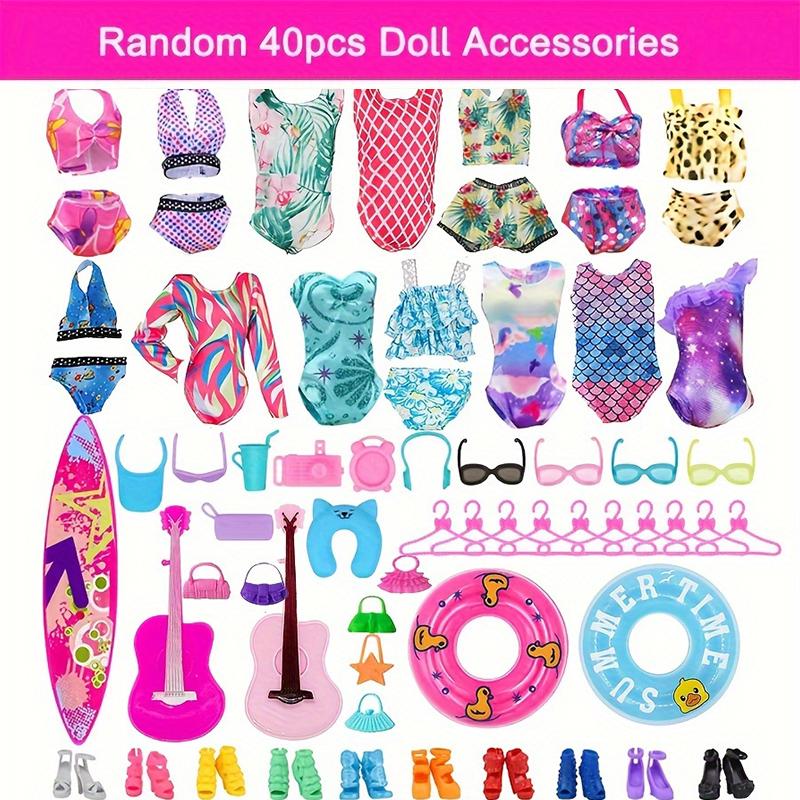 

40Pcs/Set 11.5 Girl Doll Clothes Swimsuits Bikini Accessories for Doll Shoes Surfboard Guitar Swing Ring Hangers Kid Toys 30cm