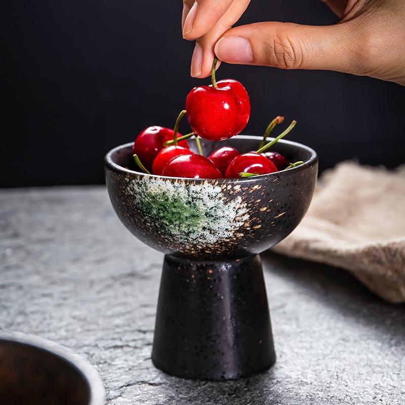 BEPAN 1 Stück Japanischer Stil Geschirr Eisbecher Kreativer Dessert-Puddingbecher Schwarzes Keramikgeschirr Haushaltswaren