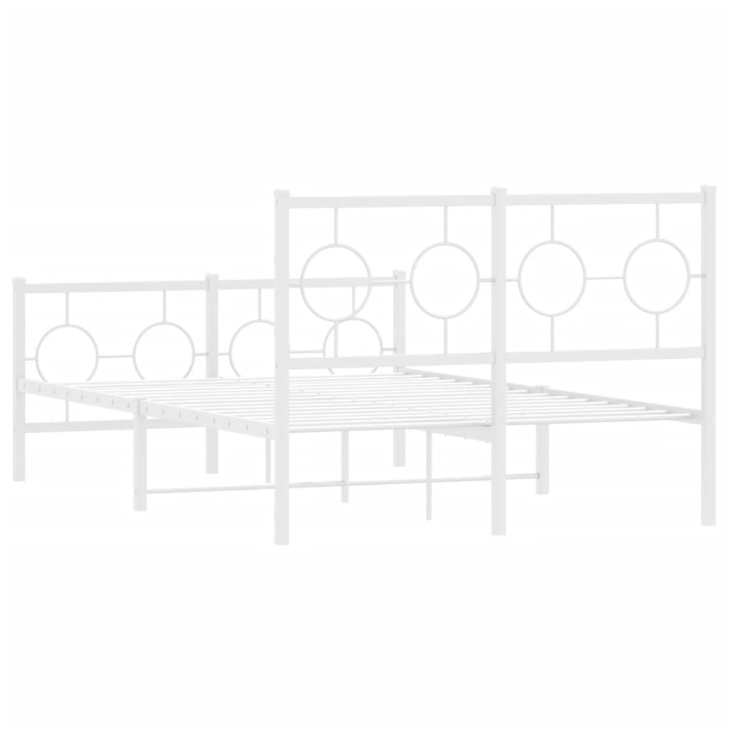 Metal Bed Frame with Headboard and Footboard White 120 x 200 cm