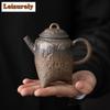 160ml Retro Old Rock Mud Teapot Ancient Early Burnt Gilded Iron Glaze Pot Chinese Tea Making Kettle Kung Fu Tea Items Ornaments