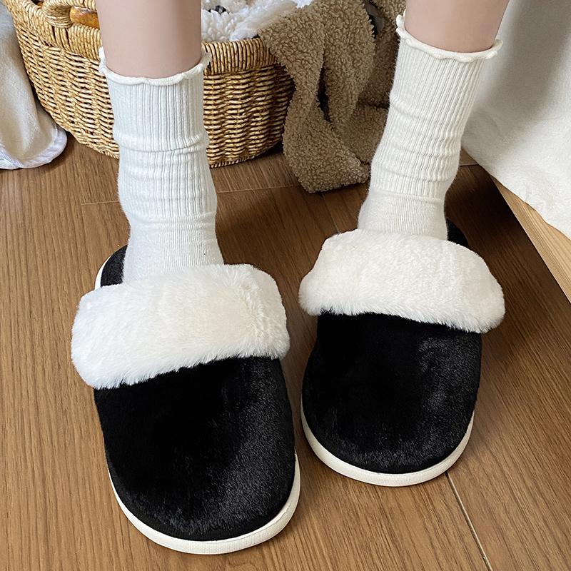 Fashion 2025 Closed Toe Warm Cotton Slippers Women Faux Fur Thicken Plush Winter Home Shoes Woman Lightweight Casual Indoor Shoes Female
