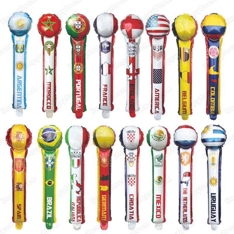 10pcs Soccer Ball Hand Stick Foil Balloon Soccer Sports Theme Party Baby Shower Decor Football Club Decoration Supplies Kids Toy