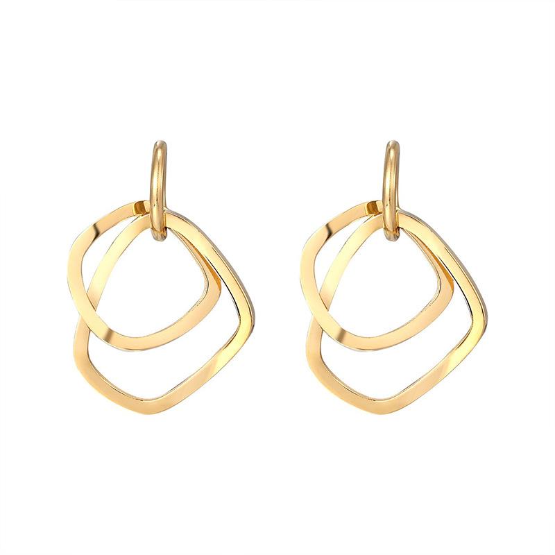 

Простые нестандартные серьги в форме двойного круга для женщин, серьги-гвоздики уникального дизайна, простые и модные, высокого класса