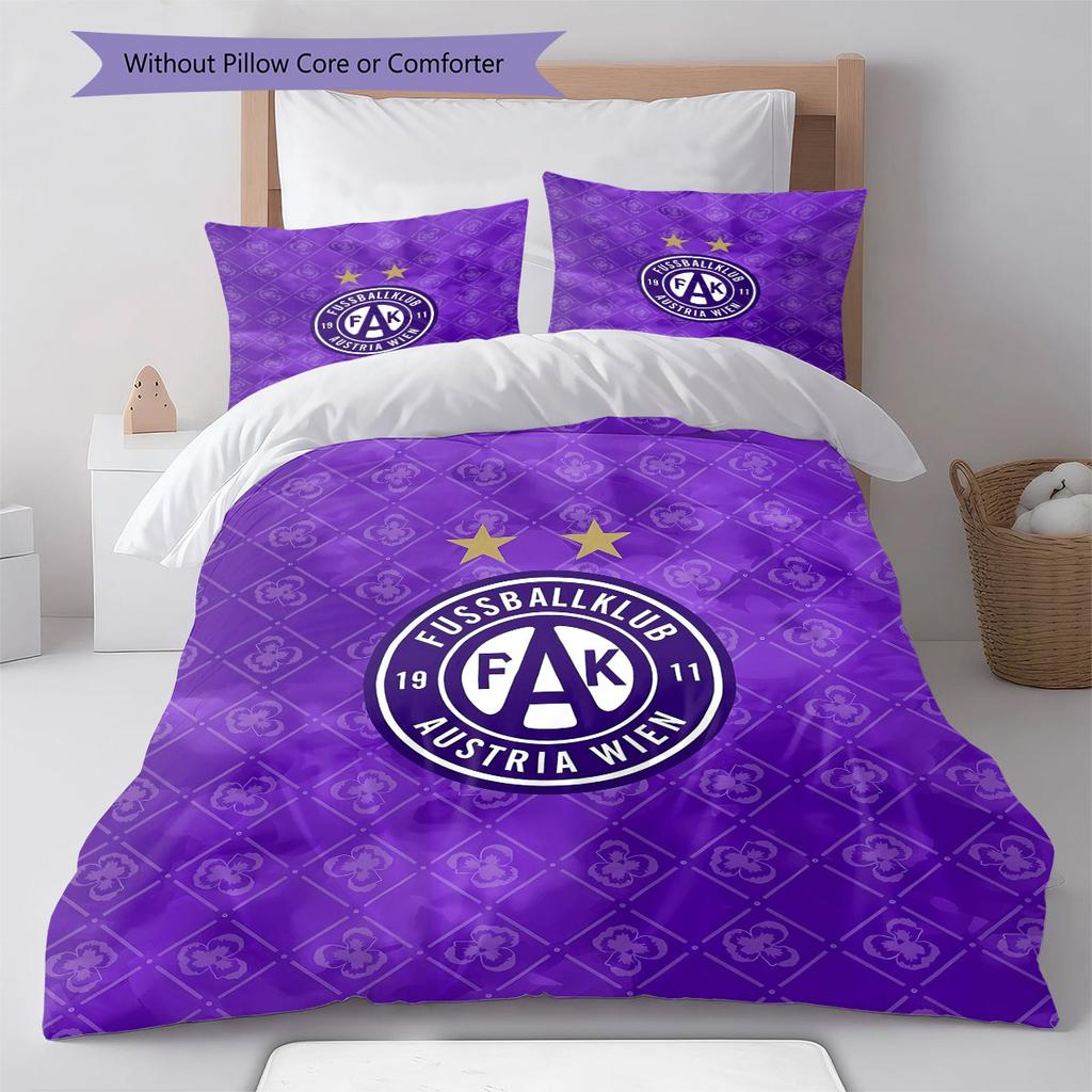 Austria Vienna Football Club Pattern Bedding,Quilt Set Quilt Cover Pillowcase Home Birthday Gift(1 * Duvet Cover + 2 * Pillowcase, Without Core)