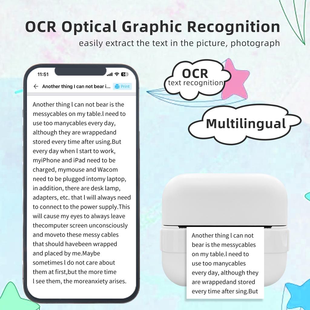 Mini Portable Wireless Printer X18 With 5 Rolls Paper Bluetooth Phone Connection HD 200dpi Photo/Document Printing