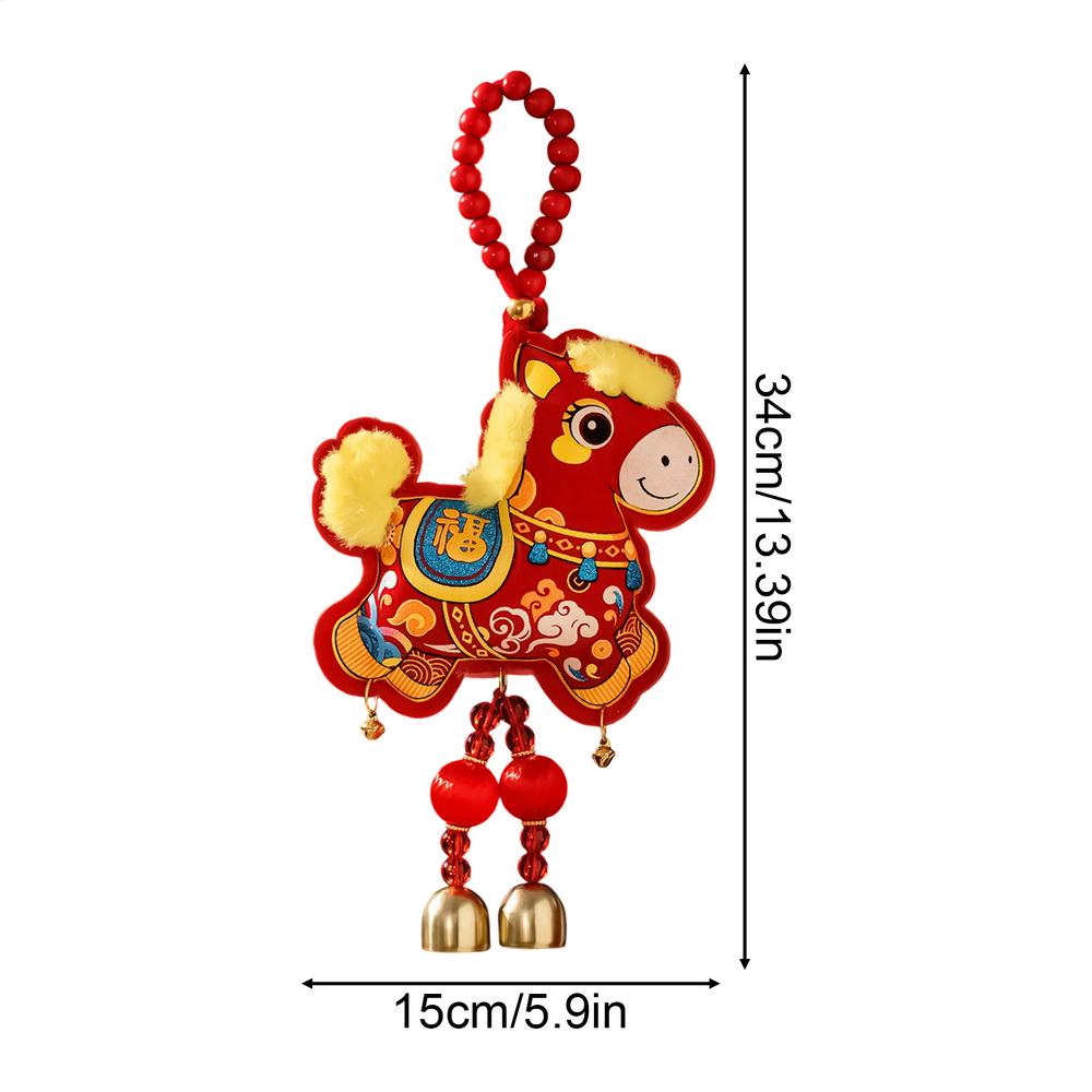 Horse Decorations Good Fortune Ornament with Bell Pendant Embroidery 2026 Chinese New Year Door Decorations for Wealth Success