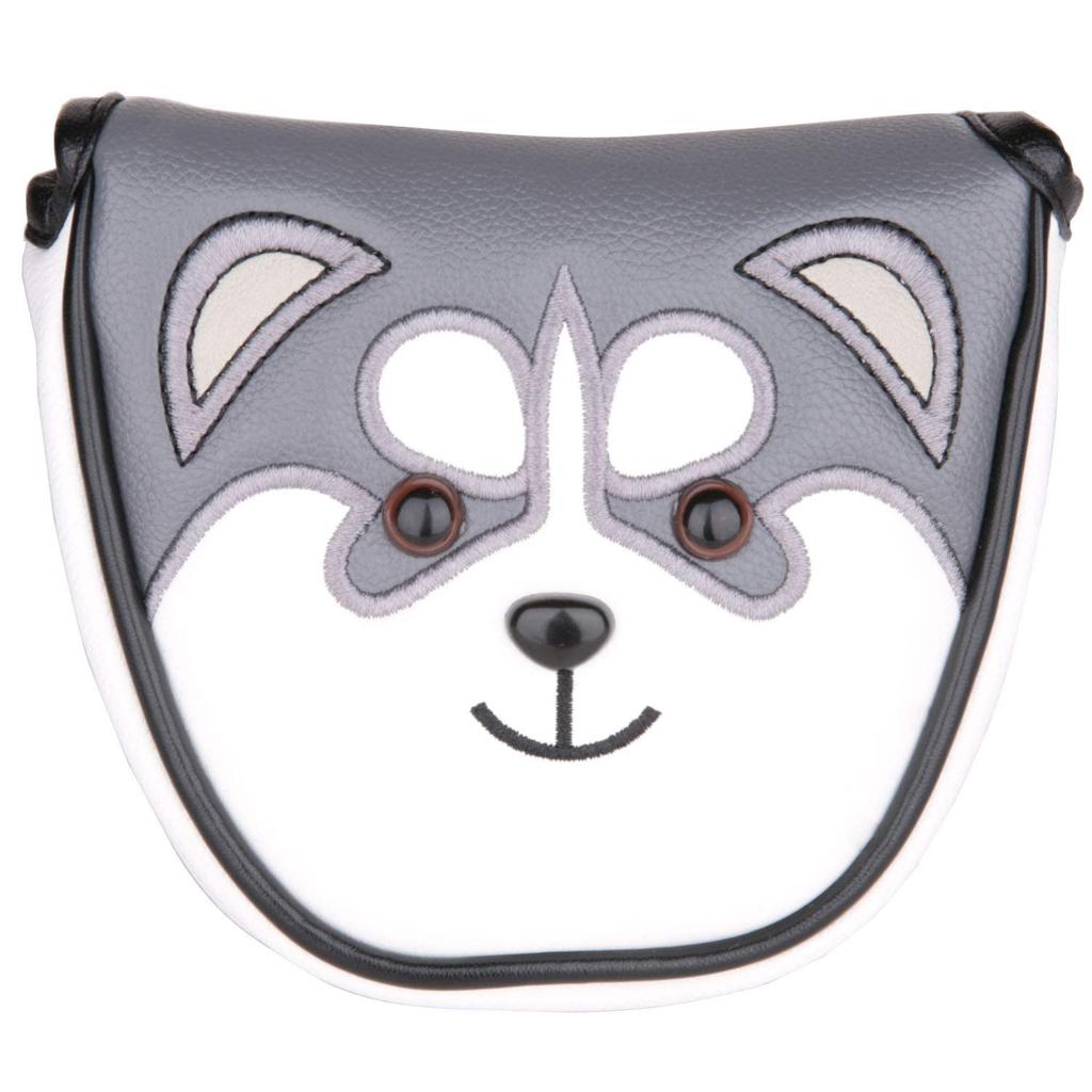 Golf Head Cover Putter Cover for Mallet Compatible with Odyssey 2 BallTaylorMade Spider Putter with Magnet for Husky Dog Akita Inu (Husky Dog)