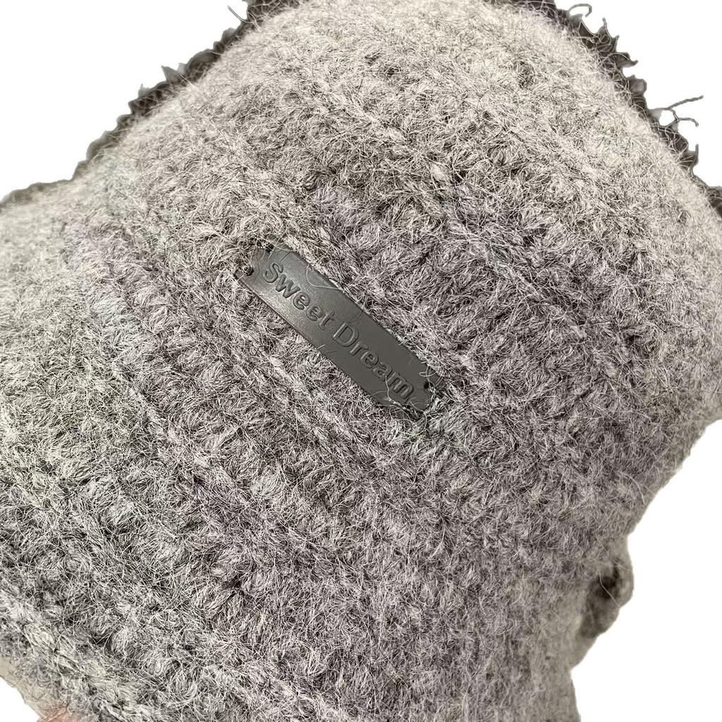 Gestrickter Fischerhut für Damen im Herbst und Winter Koreanische Version Einfacher vielseitiger Bucket Hat, der das Gesicht klein zeigt, Warmer Beckenhut