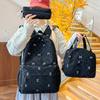 Three-piece Backpack Large-capacity School Bag Student Corduroy Bow Backpack