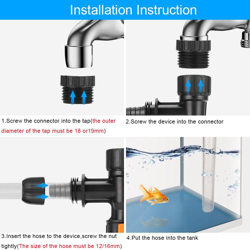 Faucet-Style Fish Tank Water Changer and Cleaning Pump