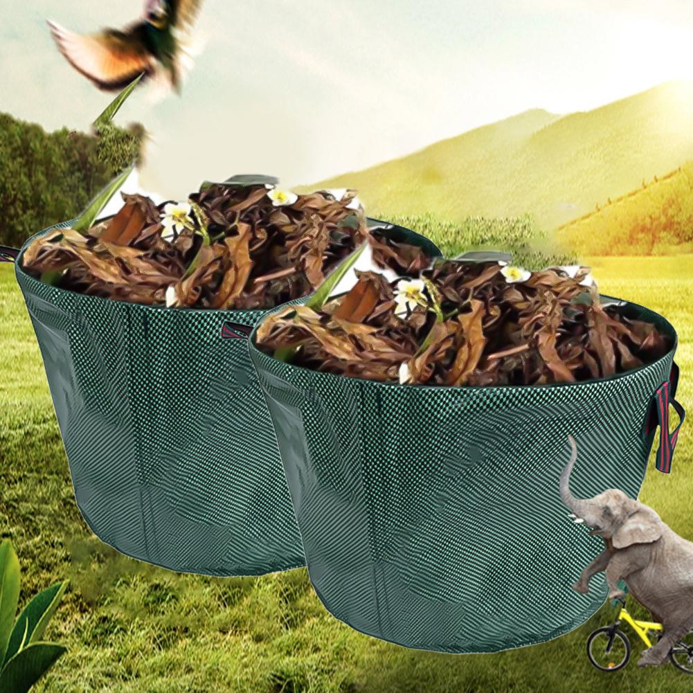 50L Garden Waste Bags Reusable Trash Storage Container with 4 Handles Garden Waste Bins Foldable for Flowers Hedge Cutting Lawn