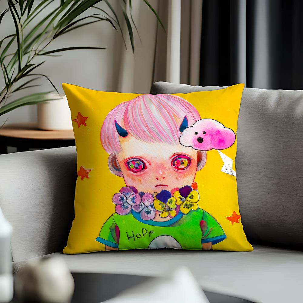 Trending HHikari Shimodaful Cushion Cover Antidustmite Pillowcase Invisible Zipper Silky Short Plush Sofa Cushion Cover