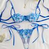 Autumn Bow Sling Floral Embroidered Lingerie Set - See-through Temptation