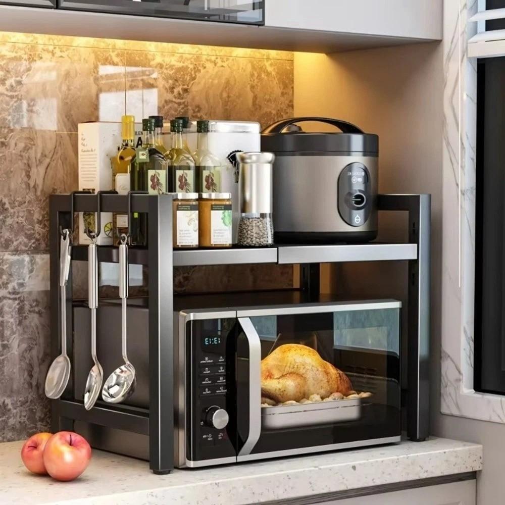 Retractable Microwave Stand Expandable Oven Storage Shelf Seasoning Shelf Kitchen Counter Top