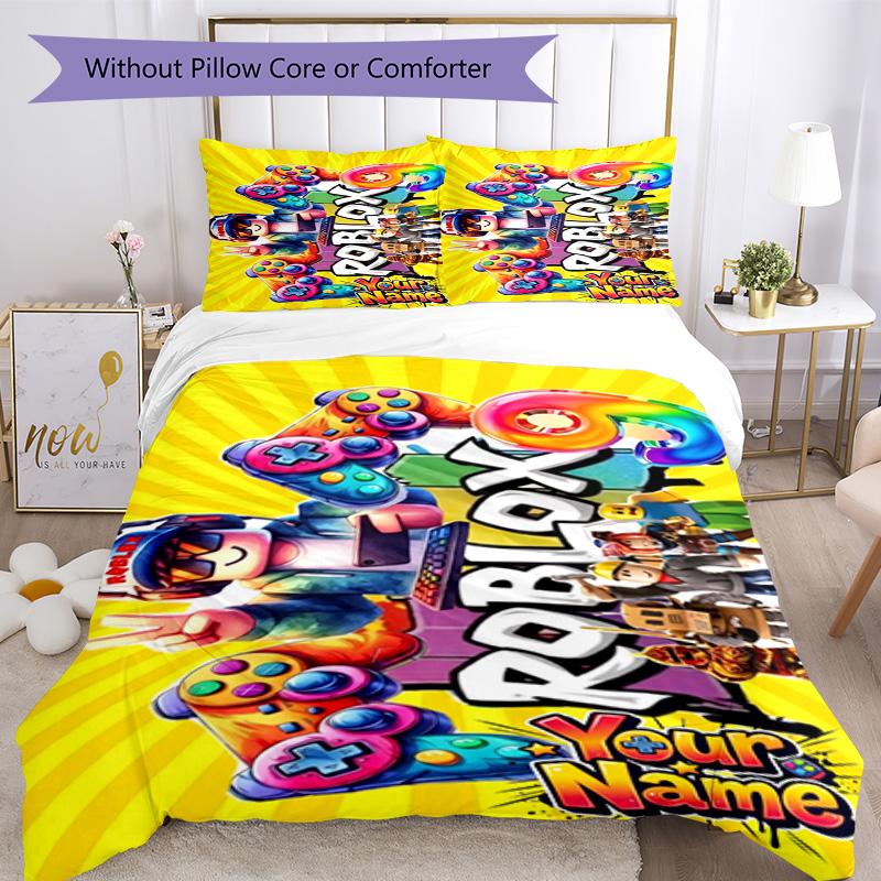 Roblox Customizable Name Bed Sheet Set Design for Study room Machine Washable Custom Room Decor Birthday/Christmas GiftSpiritual Gift