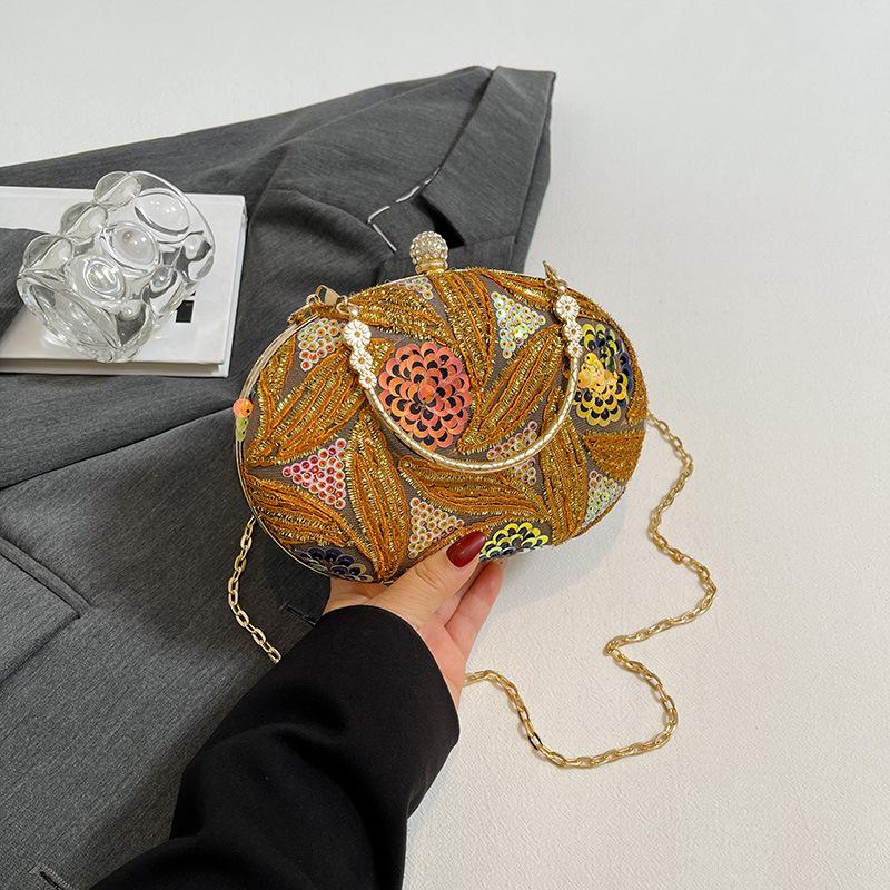 Pailletten-Abendtasche 2026 neuer chinesischer Stil bestickte tragbare Box-Tasche modische Ketten-Umhängetasche