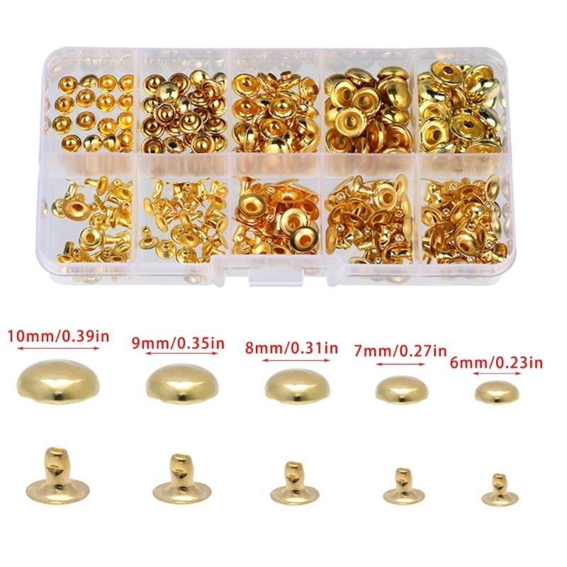 40-200Pcs Leather Rivets Double Caps Rivets Leather Button Fasteners Rivets for Leather, Clothes, Jewelry Making