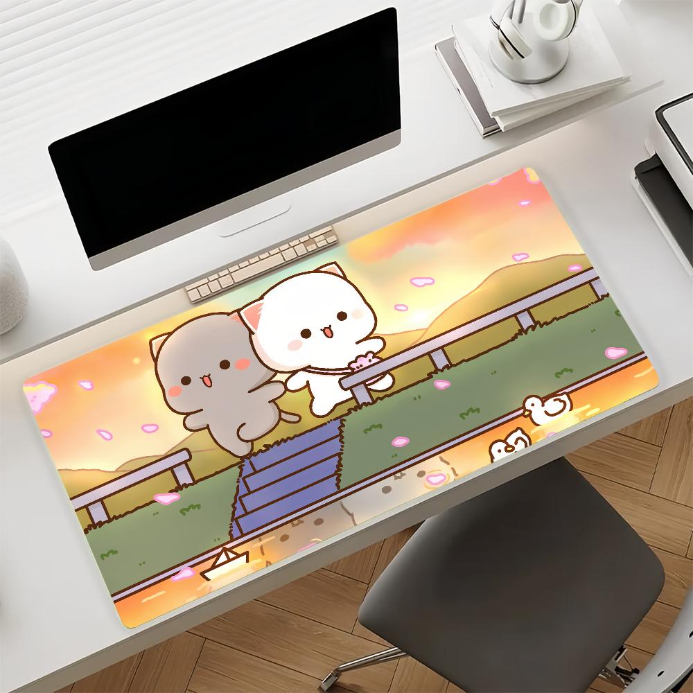 Tappetino per Mouse Cartoon Gatto Pesca GGomaS Mousepad Gomma Antiscivolo Tappetino per Computer da Gioco Balance Decorazione Deskmat Laptop Ufficio Grande
