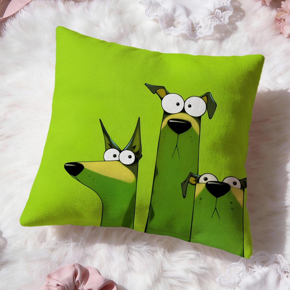 Cartoon Doberman Pinscher Cushion Cover Premium Comfort Reversible Pillow Cove -Two in One Design for Any Room & Car Interior