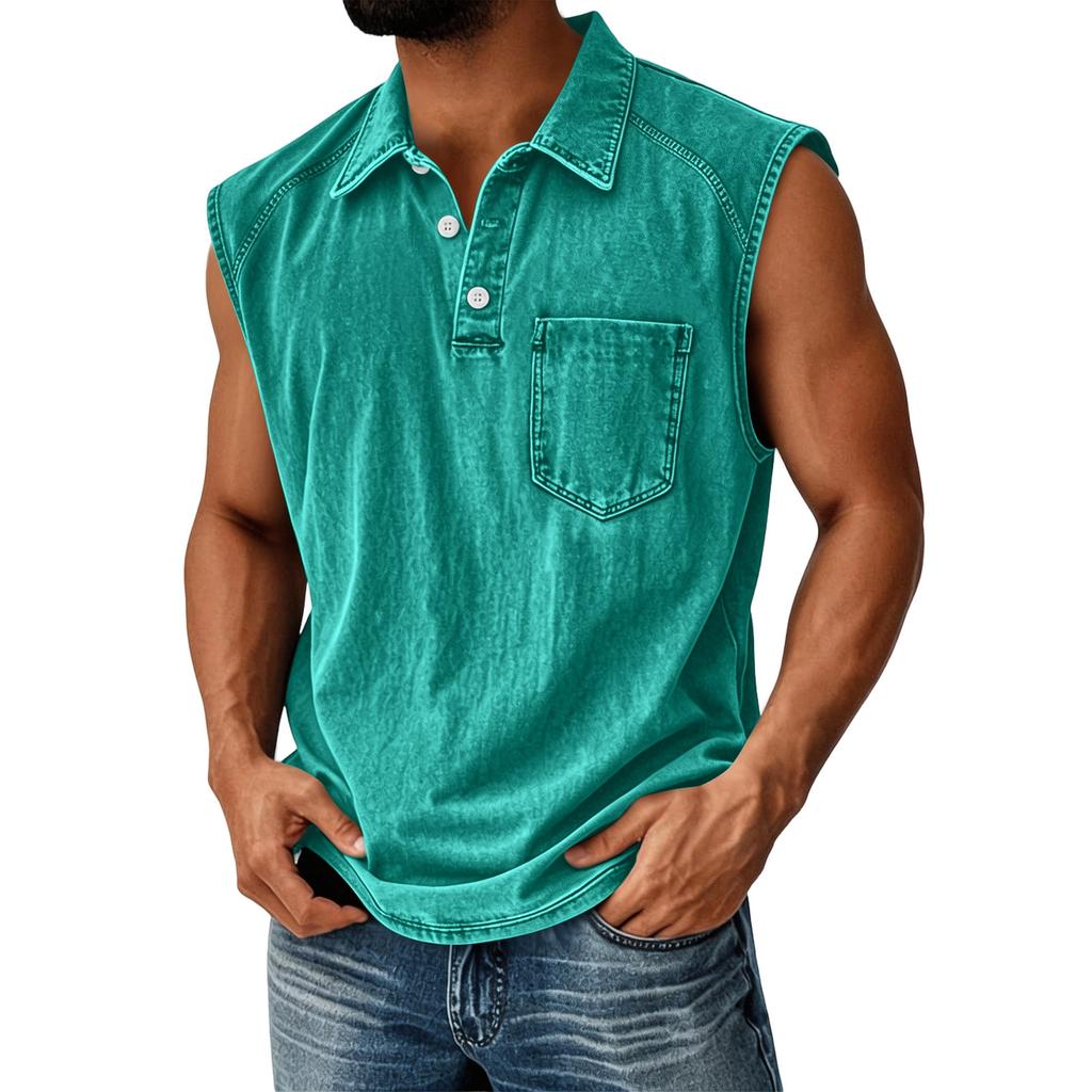 Men's Summer Color Pocket Sports Buttons Vest Men's Sports Casual Vest