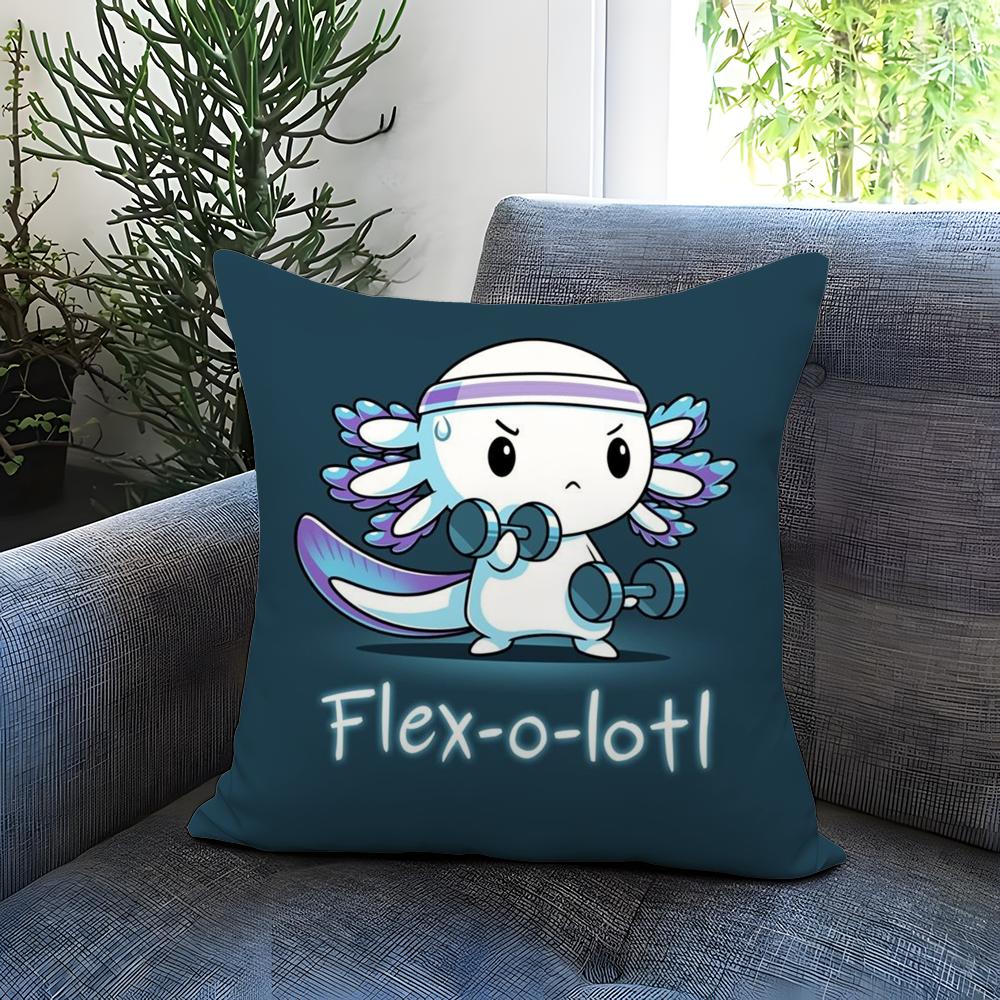 Cute Axolotl Cartoon Cushion Cover Comfortable Reversible Pillow Cover Ideal for Car Sofa Bedroom & Beyond