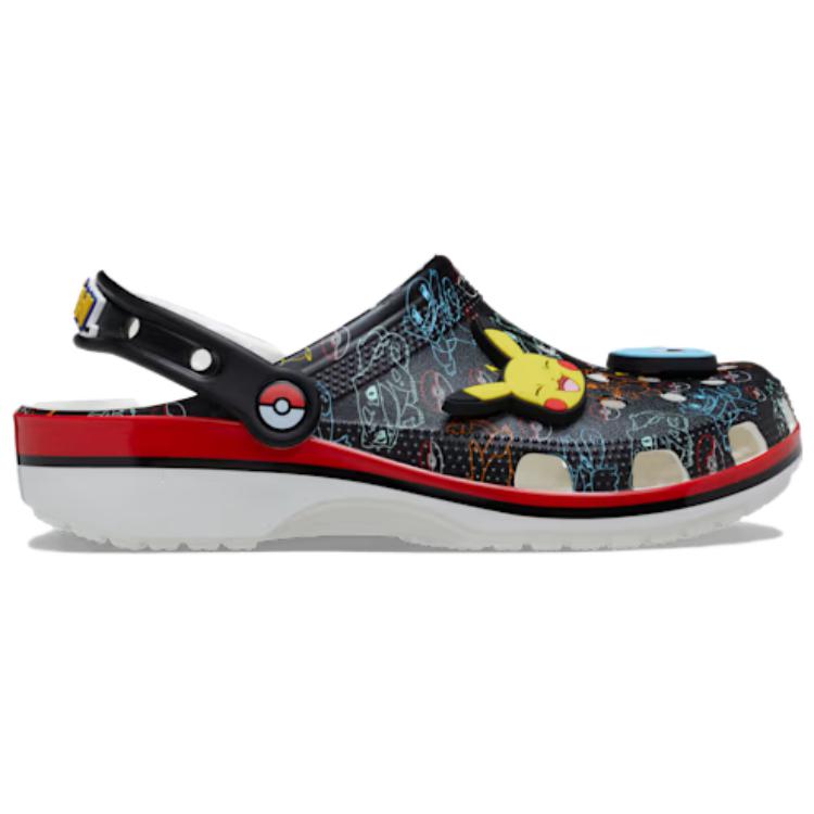 Crocs X Pokemon Classic Clog Black Multi-Color Print Comfort Slip On Clogs Men's 211343-90H