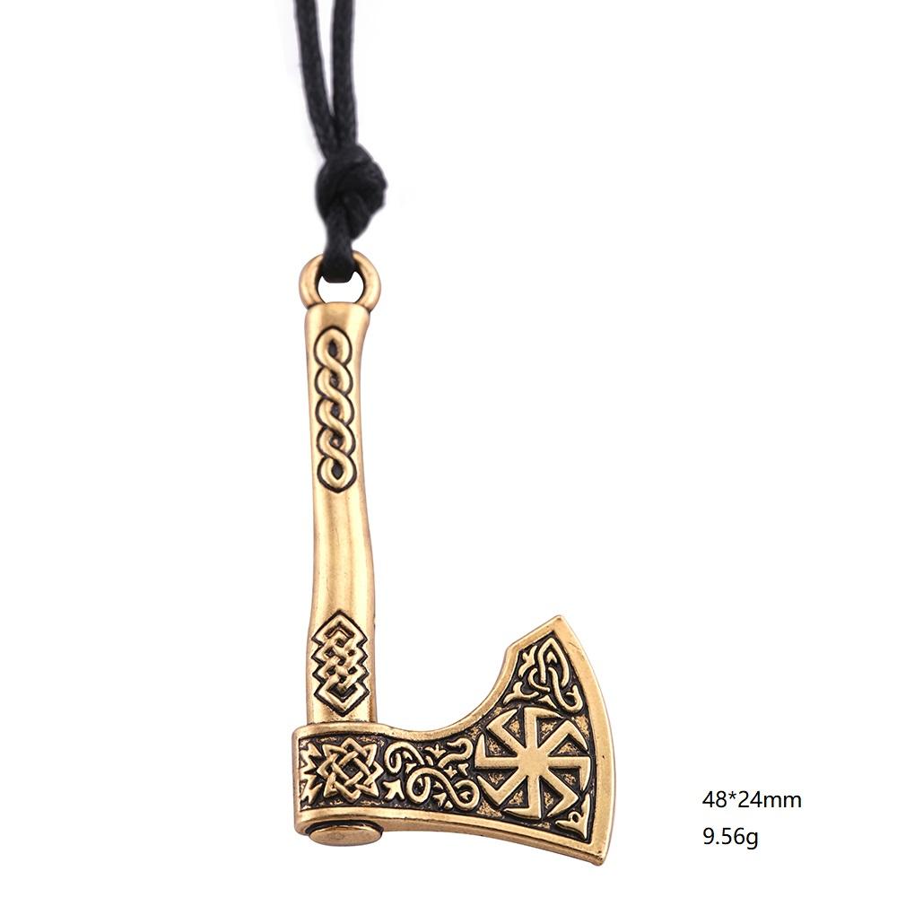 Viking Axe Necklace for Men Norse Runes Compass Pendant Vintage Amulet Jewelry Male Boy Gifts